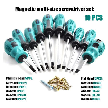 Repair Tool Set-Magnetic Precision Screwdriver Kit with Phillips and Flat Head, Non-Slip Handle, Screwdriver Tool Set