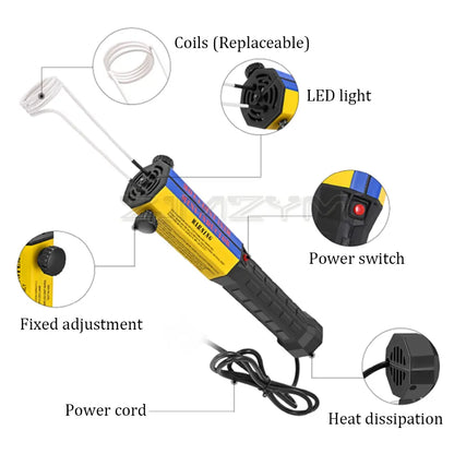 1000W Magnetic Induction Heater Kit 110V Automotive Flameless Heat Induction Heating Machine 10 Coils Car Repair Tool