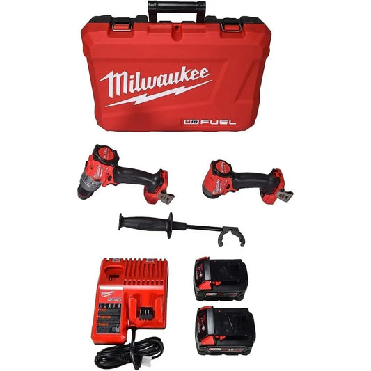 Milwaukee 3697-22 18V Lithium-Ion Brushless Cordless Hammer Drill and Impact Driver Combo Kit (2-Tool) with (2)5.0Ah Batteries