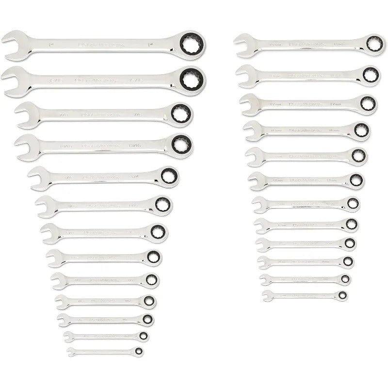 GEARWRENCH 25 Pc. Combination Ratcheting Wrench Set, SAE/MM - 86700