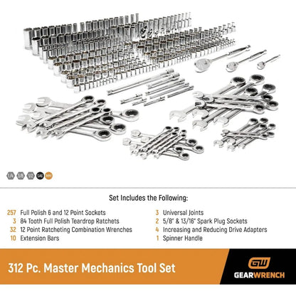 GEARWRENCH 312 Piece Master Mechanics Tool Set