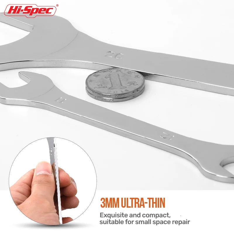 Hi-spec Thin Open End Wrench Set 6-32mm